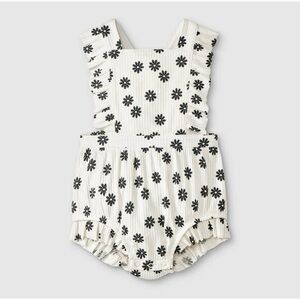 Cat & Jack Baby Ruffle Romper with Black Daisy Print